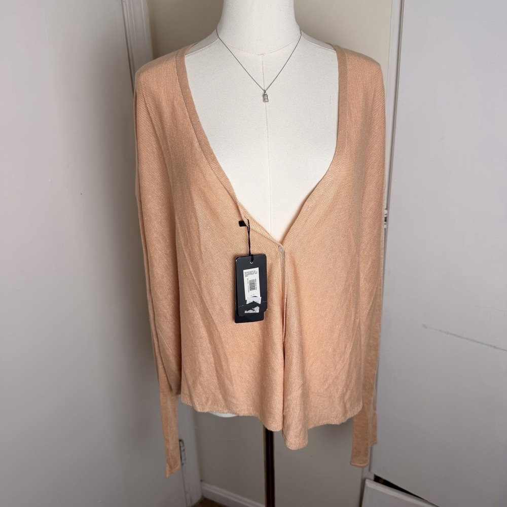 NWT Armani Exchange Women's Peach Cardigan Linen/ Viscose Blend Sz XL SS2016 VTG
